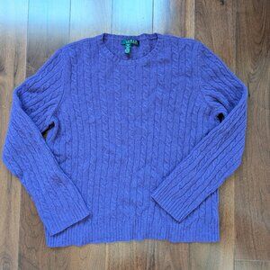 Lauren Ralph Lauren purple cable knit wool angora sweater old money